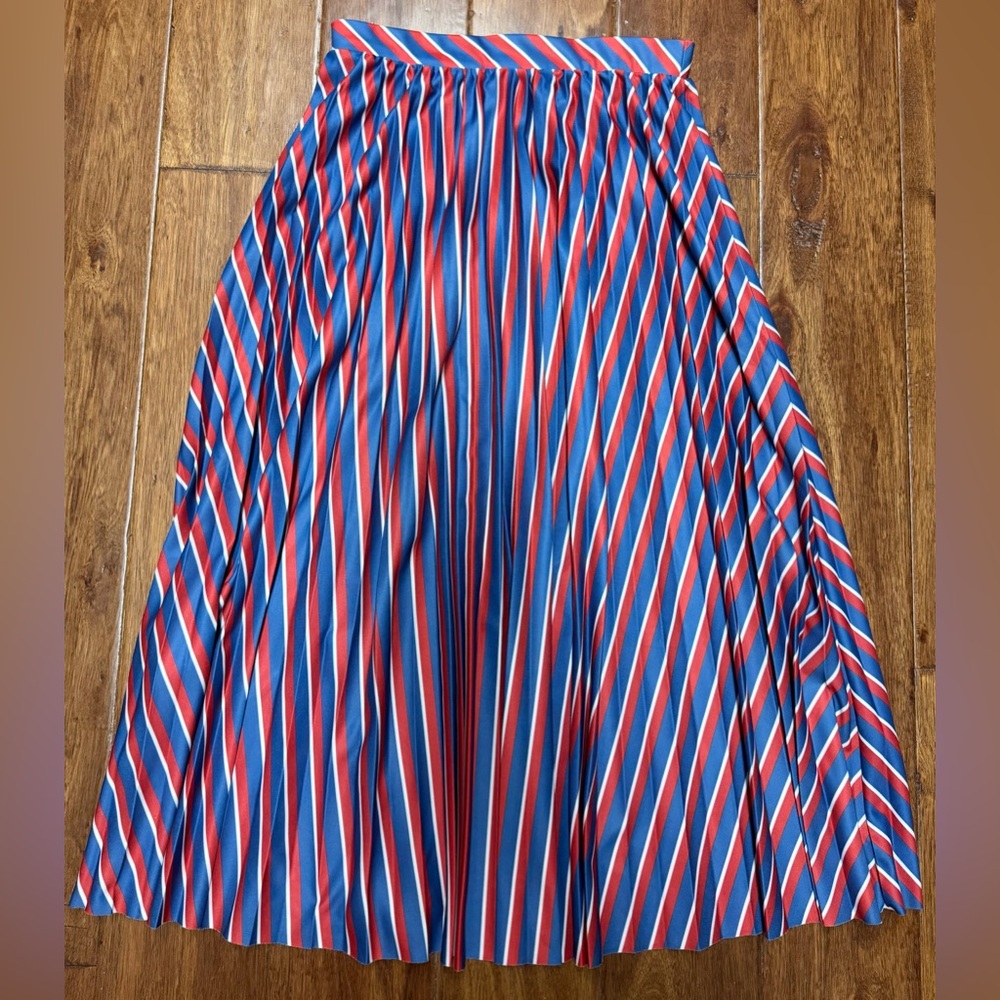 Fourth of July Striped Blue and Red Midi Skirt